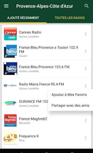 Stations Radio de Provence-Alpes-Côte d'Azur - FR 1