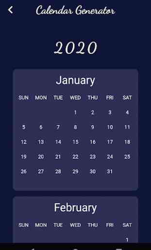Calendar Generator : 1801-3000 3