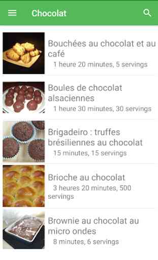 Chocolat avec calories recettes en français. 3