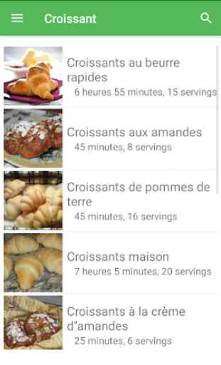 Croissant avec calories recettes en français. 1