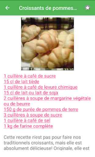 Croissant avec calories recettes en français. 2