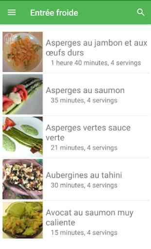 Entrée froide avec calories recettes en français. 1