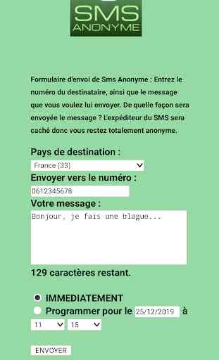 SMS Anonyme FR, BE, CH, Afrique... 2