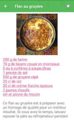 Tarte salée avec calories recettes en français. 4