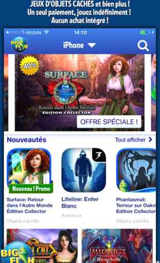 App de Jeux Big Fish - La MEILLEURE App GRATUITE pour les offres sur les jeux d'objets cachés, de mystère, de Match 3 et plus ! 1