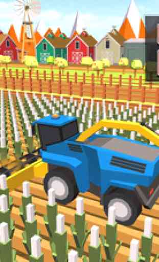 Blocky Plow Farming Harvester: Farming Simulator 3