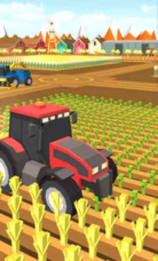 Blocky Plow Farming Harvester: Farming Simulator 4