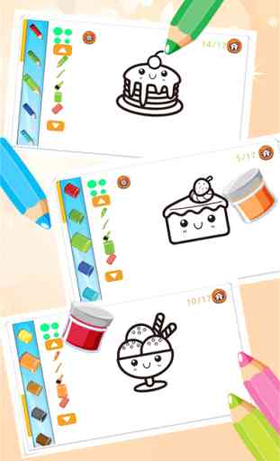 Gâteau Bonbons Colorbook éducation jeu de coloriage pour les enfants et tout-petits 2