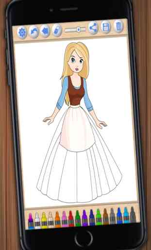 Peigner princesse Cendrillon - jeu de coloriage pour filles 3