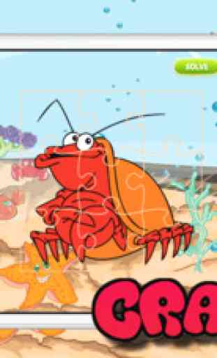 Crab Sea World Animal Jigsaw Puzzle Activity Learning Free Kids Games or 3,4,5,6 and 7 Years Old 1