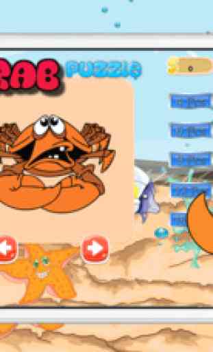 Crab Sea World Animal Jigsaw Puzzle Activity Learning Free Kids Games or 3,4,5,6 and 7 Years Old 2