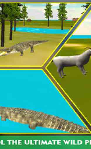 Crocodile Attaque Simulateur 3D - diriger l'alligator sauvage et traquer les animaux de ferme 2