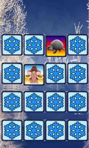 Trouver des animaux d'âge de glace dans le correspondant mignon bande dessinée cartes de puzzle jeu 2