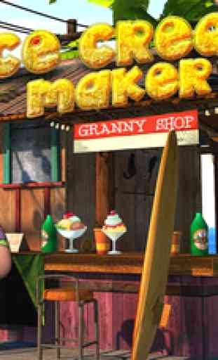 Ice Cream Maker Granny cuisinier - Faire la banane gaufres congelées et cône de glace dans esta jeu de cuisine de cuisine 1