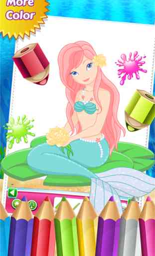 Mermaid Princess Color Book Dessin peinture au jeu de coloriage pour les enfants 2