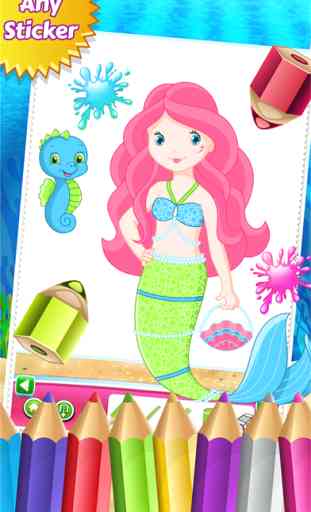Mermaid Princess Color Book Dessin peinture au jeu de coloriage pour les enfants 4