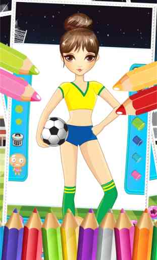 Assez De Sport De Mode De Fille Coloriage Monde - Peinture Et Dessiner Football Pour Jeu D’Enfants 3