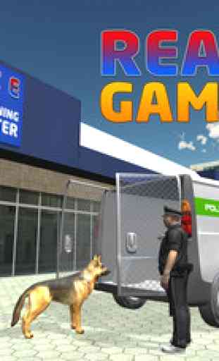 Police camion transporteur de chien - Drive minivan & transport des chiens dans ce jeu de simulation 4
