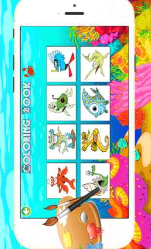 animaux marins colorant - tous dans 1 mignons jeux de pages livre de tirage des animaux, de la peinture et de la couleur pour les enfants 3