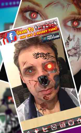 Movie Make Up Special Effects FREE: Create yourself as an evil zombie cyborg with tattoos! 1