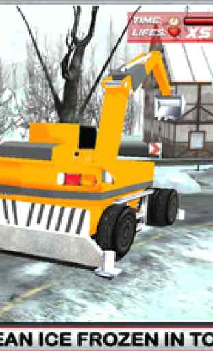 Neige simulateur de chauffeur de camion 3D - Conduisez la grande grue et éclaircir la glace de route gelée 4