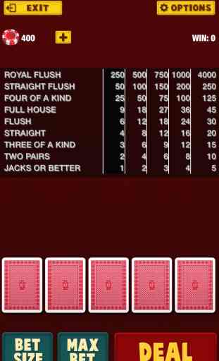 Vidéo Casino Deluxe Carte Jeux Gratuits de Poker - Gagner Au Pari Tableau de Prime Chance Max 3