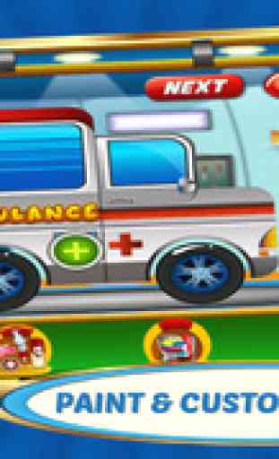 Ambulance Wash & Garage – maintenir & réparer les voitures Sales, modifier des véhiculesde l'hôpital ajouter peinture, tatouages, autocollants, roues & jantes jeux pour enfants 3