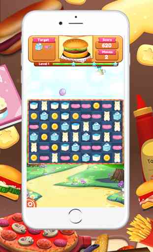 Cookie Faire Berger Match 3 jeux maker hamburger nourriture pour les filles et les garçons 3