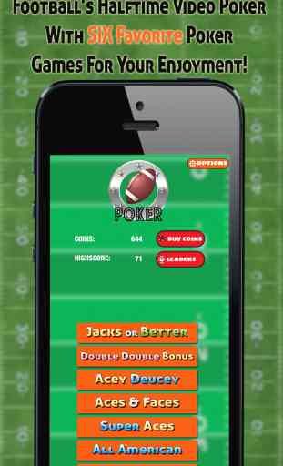 Football's Halftime Video Poker - Six Fun style Vegas Jeux de cartes 2
