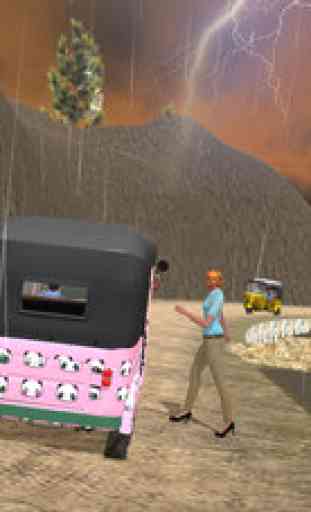 Off road tuk tuk auto rickshaw driving 3D simulator free 2016 : Take tourists to their destinations through hilly tracks 2