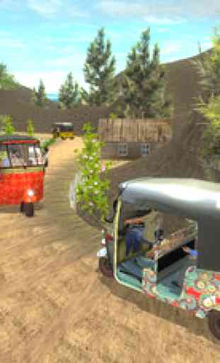 Off road tuk tuk auto rickshaw driving 3D simulator free 2016 : Take tourists to their destinations through hilly tracks 3