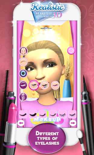 Jeux réaliste de maquillage 3D: Salon de coiffure et relooking virtuel pour fille de star 4