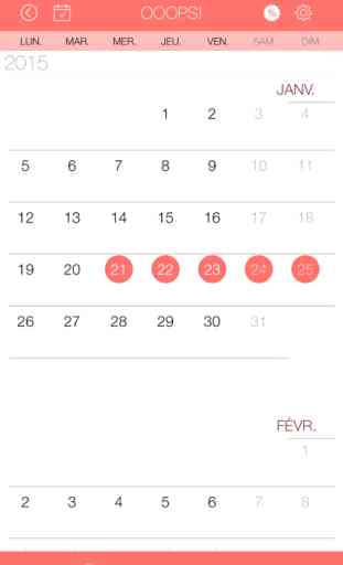 Ooops! calendrier pour femmes – calculez votre cycle et votre ovulation mensuels, calculez votre cycle menstruel, calculateur de cycle menstruel 2